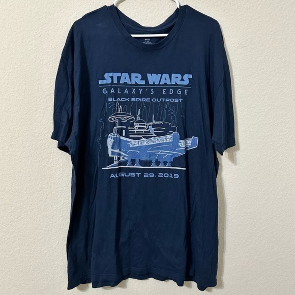 Star Wars Disney T-Shirt Blue Short Sleeve Galaxy’s Edge Black Spire Outpost